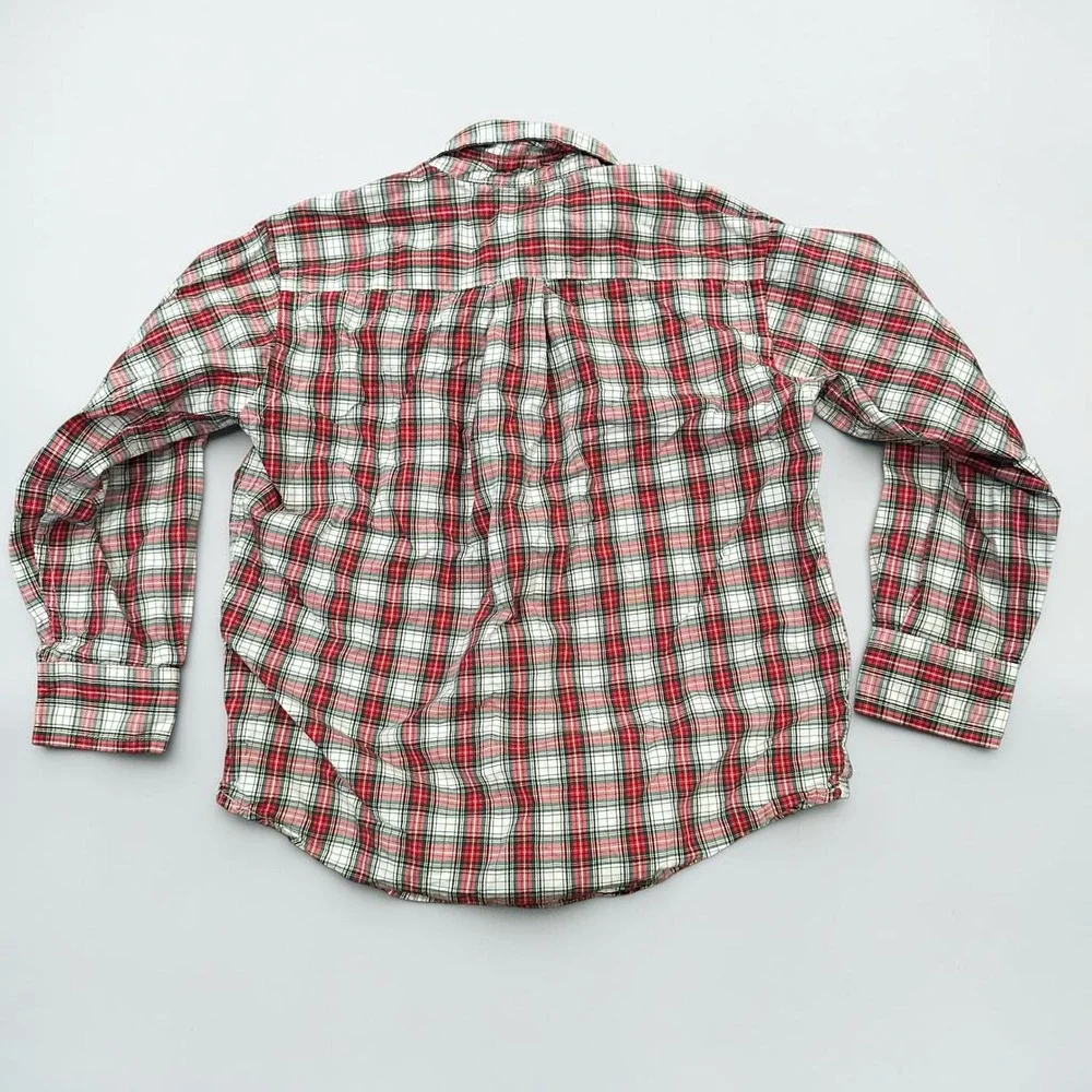 Ralph Lauren Boys Red Plaid Button Down Shirt Long Sleeve Size 5 Preppy Classic